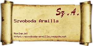Szvoboda Armilla névjegykártya